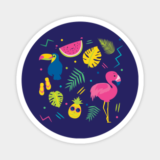 Summer Tropical Flamingo Pattern Magnet